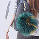 Raccoon emerald fur bag charm in emerald, Key chain, Moscow,  Фото №1
