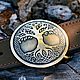  Leather belt with brass buckle 'Tree of Life', Straps, Tolyatti,  Фото №1