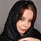Заказать  косынка  с пайетками платок вязаный черный. AURA аксессуары: шарфы шапки косынки. Ярмарка Мастеров. . Косынки Фото №3