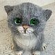 Котик серый, глазки зеленые, Мягкие игрушки, Санкт-Петербург,  Фото №1