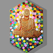 Картины и панно handmade. Livemaster - original item Panel painting "Golden Buddha". Handmade.