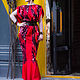 Красное платье с зАпахом сзади, с юбкой клеш (длина maxi), Платья, Екатеринбург,  Фото №1
