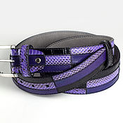 Аксессуары handmade. Livemaster - original item Black Blue Leather belt. Handmade.