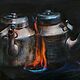 Серебряные чайники натюрморт, Картины, Челябинск,  Фото №1