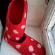 Order Slippers felted Fun polka dots. Julia. Livemaster. . Slippers Фото №3