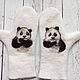 'Panda' felted art-mittens. Mittens. Bugrina Oksana. My Livemaster. Фото №4