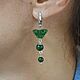 Висячие серьги с нефритом "Бабочки", металл. Серьги классические. JewelryStudioGem. Ярмарка Мастеров.  Фото №6