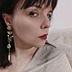 Серьги бохо Латунь и Жемчуг. Серьги классические. Наталья Стасюк. Ярмарка Мастеров.  Фото №4