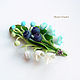 'Lilies of the valley with blueberries'. Brooch (a pin, pendant), Brooches, Zarechny,  Фото №1