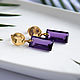 Stud earrings with amethyst in gold. Earrings. Solanda. Online shopping on My Livemaster.  Фото №2