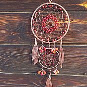 Red glass necklace, red and white beads