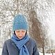  Winter knitted hat with wool lapel, warm, blue. Caps. KnitLaceDreams. My Livemaster. Фото №4