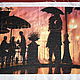 "Свидание под дождем". Картина, вышита чешским бисером на атласе. Картины. Юля (handmadeforall). Интернет-магазин Ярмарка Мастеров.  Фото №2