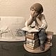 Винтаж: LLADRO 6318 фарфоровая статуэтка Мальчик с книгами, Статуэтки винтажные, Санкт-Петербург,  Фото №1