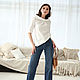 Blouse 'Lady like' white, linen blouse of a free style, Blouses, Novosibirsk,  Фото №1