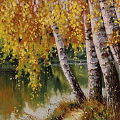 Картина маслом пейзаж"Осень в воздухе"