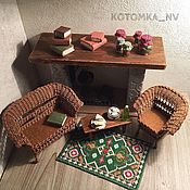 Куклы и игрушки handmade. Livemaster - original item Wicker furniture for dolls - armchair and sofa - doll miniature. Handmade.