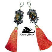 Украшения handmade. Livemaster - original item Long earrings orange brush volcanic cherry quartz. Handmade.