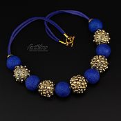 Украшения handmade. Livemaster - original item Golden Blue Beads (759) designer jewelry. Handmade.