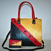 Сумки и аксессуары handmade. Livemaster - original item Leather black red gold evening handbag purse satchel. Handmade.