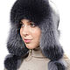 Women's fur ushanka Fox, Hat with ear flaps, Moscow,  Фото №1