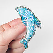 Украшения handmade. Livemaster - original item A beaded brooch is a Dolphin, starfish brooch. Handmade.