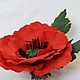  мак из шифона. Брошь-булавка. Flower art. Интернет-магазин Ярмарка Мастеров.  Фото №2