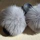 Flip-flops with arctic fox fur light gray. Flip flops. Warm gift. Online shopping on My Livemaster.  Фото №2