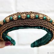 Украшения handmade. Livemaster - original item The green rim is hand-embroidered with a rope and stones. Handmade.