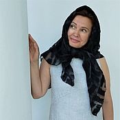 Аксессуары handmade. Livemaster - original item Black silk kerchief Headscarf Felted Gift for the New Year. Handmade.