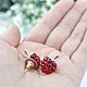 Crimson stud earrings (carnations), glossy. Stud earrings. ToutBerry. My Livemaster. Фото №4