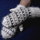 Women's knitted mittens White and black. Mittens. Warm Yarn. Online shopping on My Livemaster.  Фото №2