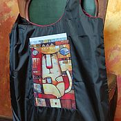 Сумки и аксессуары handmade. Livemaster - original item Fabric shopper bag with pocket fabric shopper with cat pattern. Handmade.