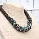 Short necklace with Indian agate hints of herbs and dark brown coconut. 
Length of necklace 44 cm + 2 cm chain for adjustment.