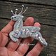 Deer Embroidered beaded brooch, the Symbol of the year New year 2020 Silver. Brooches. Zhuk Oksana jewelry. Online shopping on My Livemaster.  Фото №2