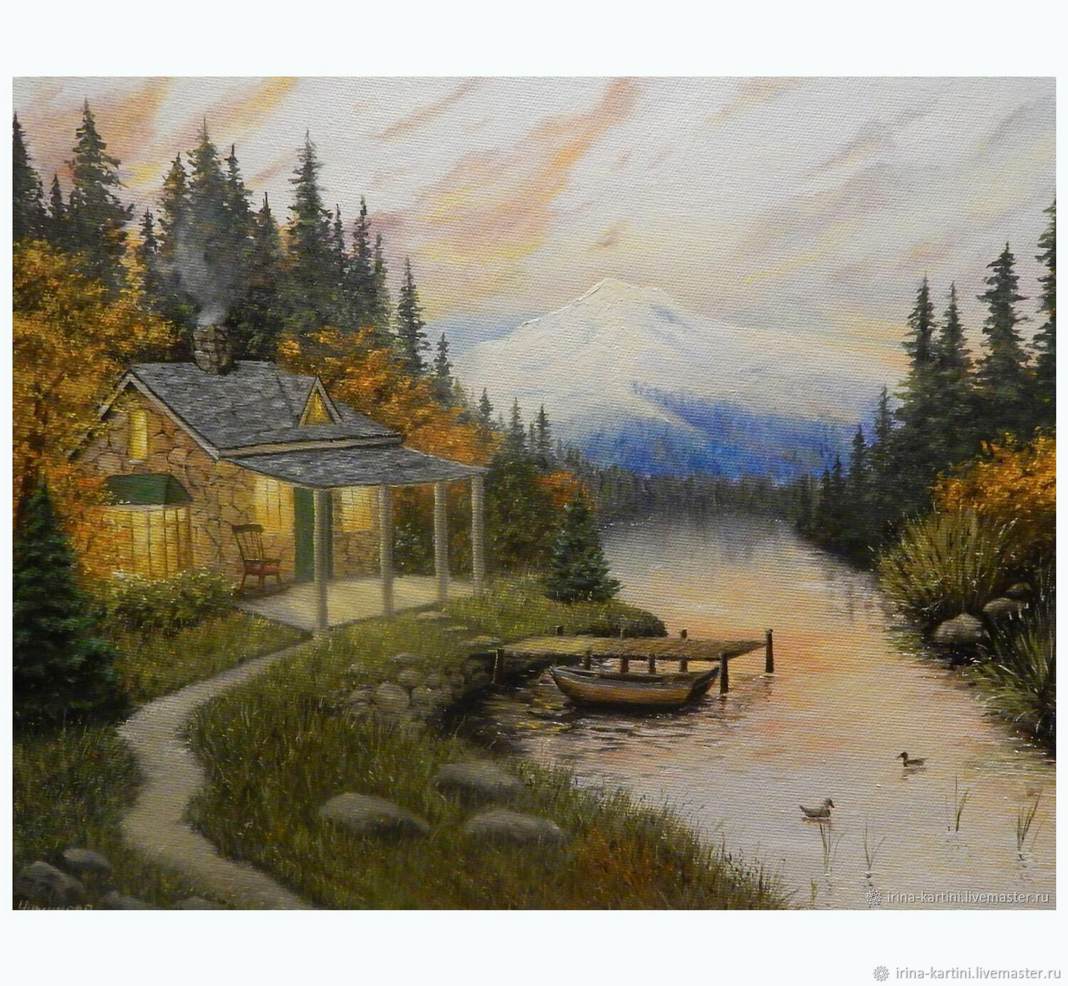 Река домов картина. Пейзаж с домом. Домик в горах картина. Домик в горах живопись. Пейзаж дом у реки.