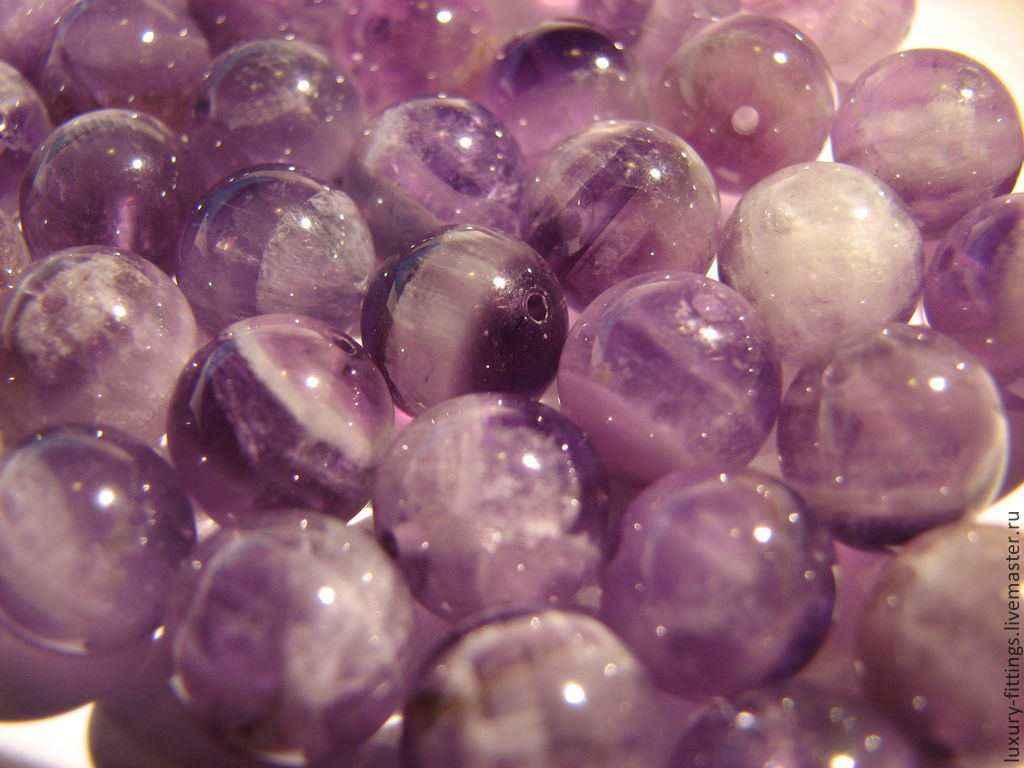 Amethyst beads smooth ball 10mm. Beads of amethyst, Beads1, Moscow,  Фото №1