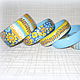 Baby blue set of wooden bracelets, striped, floral decoupage bangle, Jewelry Sets, Volsk,  Фото №1