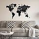World map of Wall Decoration Black 130x78, World maps, Moscow,  Фото №1