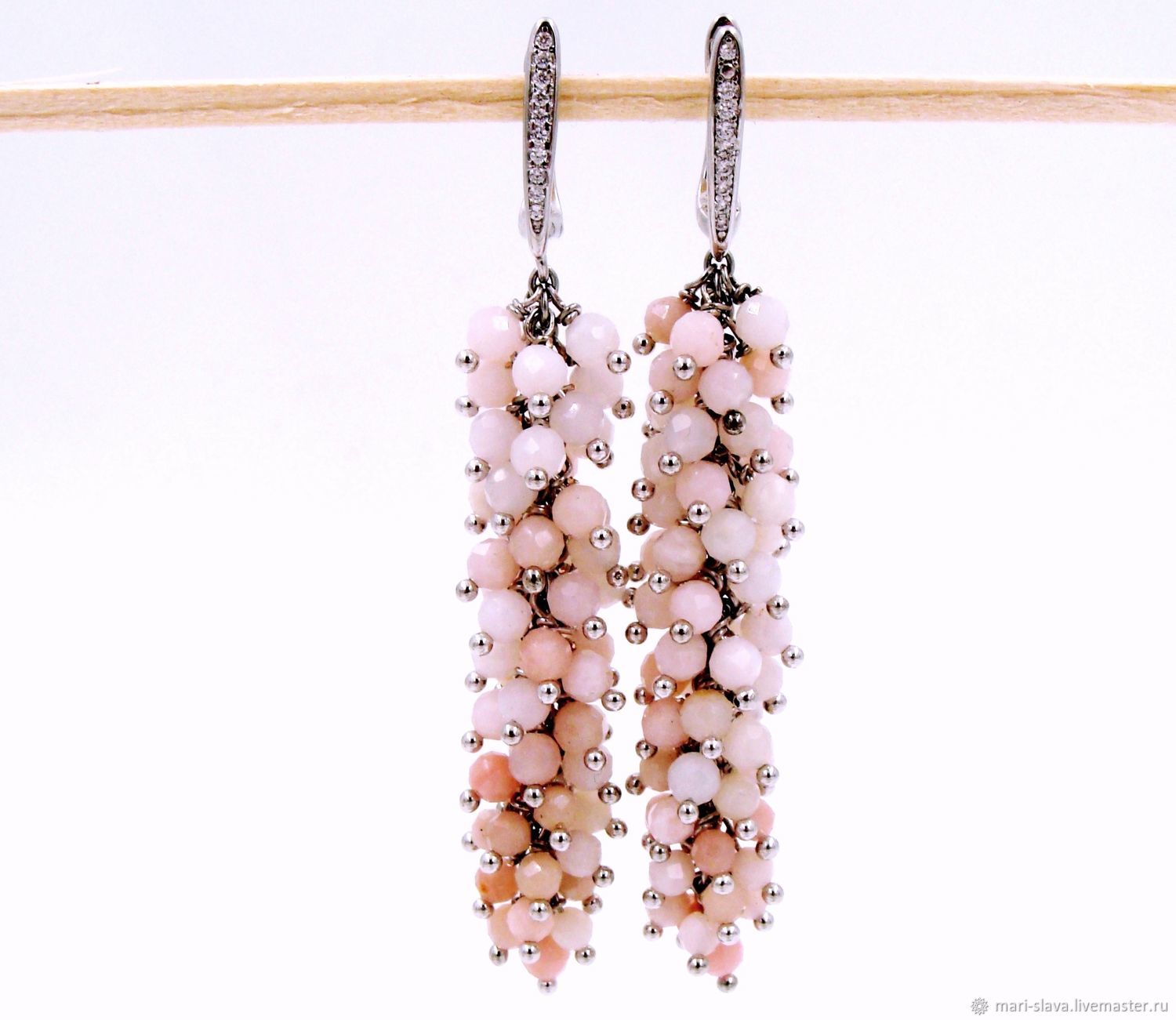 Серьги из натуральных камней Pinky-Winky Длинные серьги грозди купить в ...