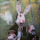 плюшевый белый кролик Мартин в оливковом. Мягкие игрушки. Савинова Светлана (svet999). Ярмарка Мастеров.  Фото №6