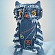 Сова джинсовая, интерьерная текстильная игрушка. Мягкие игрушки. Оксана Святковская. Интернет-магазин Ярмарка Мастеров.  Фото №2