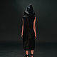 Black Hooded Midi Woolen Dress Linen Decorated Sleeveless Combi Dress. Dresses. mongolia. My Livemaster. Фото №4