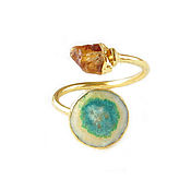 Украшения handmade. Livemaster - original item Citrine ring with agate, natural citrine ring, gift. Handmade.