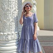 Одежда handmade. Livemaster - original item A-line, A-line cotton summer dress. Midi length, mini, floor length.. Handmade.