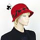Elegant women's felt hat ' Slouch'. Scarlet, Hats1, Ekaterinburg,  Фото №1