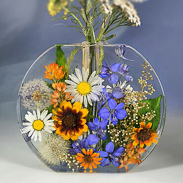 Для дома и интерьера ручной работы. Ярмарка Мастеров - ручная работа Яркая ваза с одуванчиками и цветами для интерьера. Handmade.