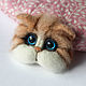 Brooch felted muzzle cats, Brooches, Moscow,  Фото №1
