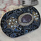 Leather barrette with lepidolite, Hairpins, Chelyabinsk,  Фото №1