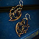 Copper earrings with garnet and Topaz large long blue fantasy, Earrings, Ulan-Ude,  Фото №1